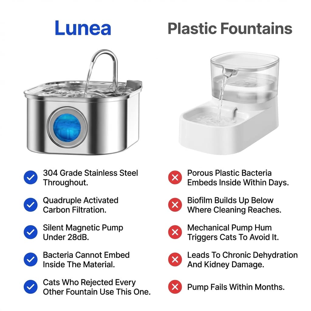 Stop Kidney Disease Before It Starts—lunea's Surgical - Grade Steel Prevents the Biofilm Plastic Fountains Can't - The Fluff Lab